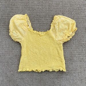 SHEIN ruched eyelet yellow summer crop top